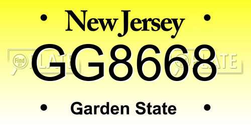 GG8668 New Jersey License Plate