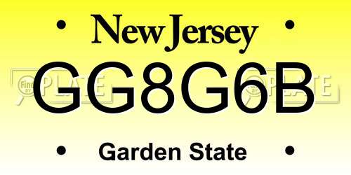 GG8G6B New Jersey License Plate