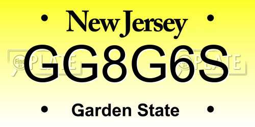 GG8G6S New Jersey License Plate
