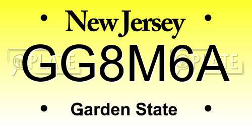 GG8M6A New Jersey License Plate