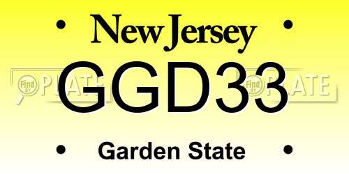 GGD33 New Jersey License Plate