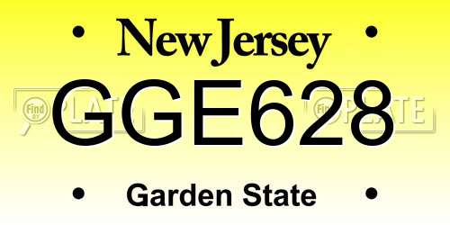 GGE628 New Jersey License Plate