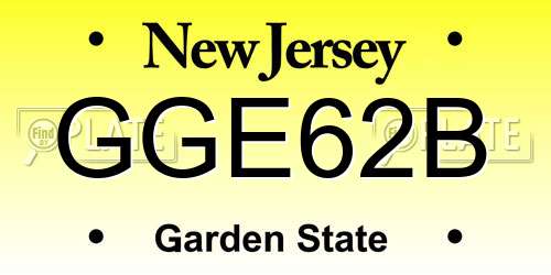 GGE62B New Jersey License Plate