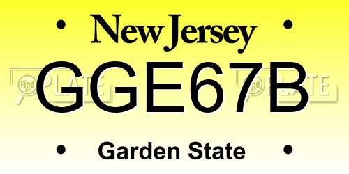 GGE67B New Jersey License Plate