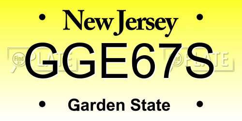 GGE67S New Jersey License Plate