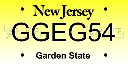 GGEG54 New Jersey License Plate