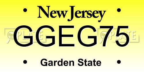GGEG75 New Jersey License Plate