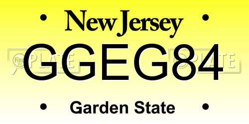 GGEG84 New Jersey License Plate