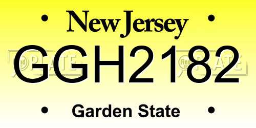 GGH2182 New Jersey License Plate