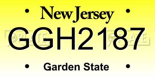 GGH2187 New Jersey License Plate