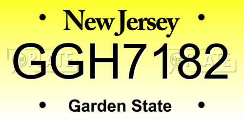 GGH7182 New Jersey License Plate