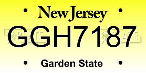 GGH7187 New Jersey License Plate