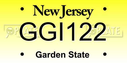 GGI122 New Jersey License Plate