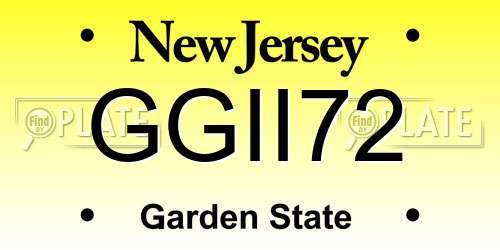 GGII72 New Jersey License Plate