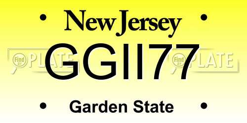 GGII77 New Jersey License Plate