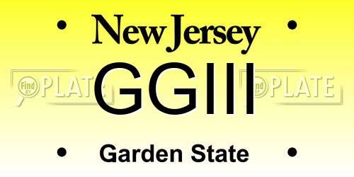 GGIII New Jersey License Plate