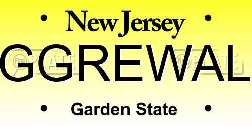 GGREWAL New Jersey License Plate