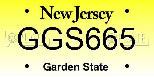 GGS665 New Jersey License Plate