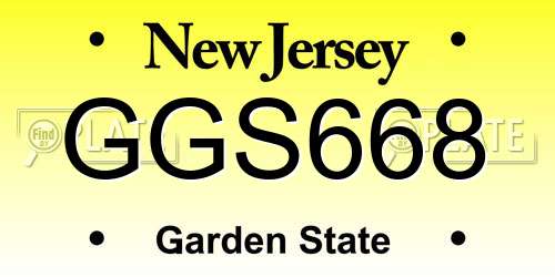 GGS668 New Jersey License Plate