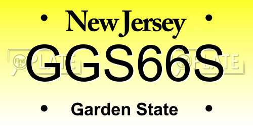 GGS66S New Jersey License Plate