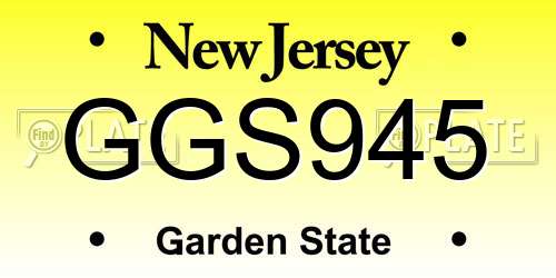 GGS945 New Jersey License Plate