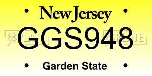 GGS948 New Jersey License Plate