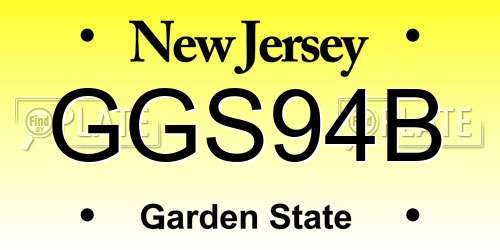 GGS94B New Jersey License Plate