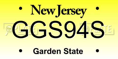 GGS94S New Jersey License Plate