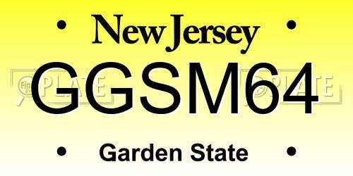 GGSM64 New Jersey License Plate