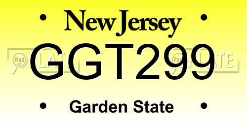 GGT299 New Jersey License Plate