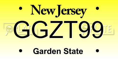 GGZT99 New Jersey License Plate