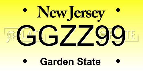 GGZZ99 New Jersey License Plate
