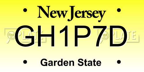 GH1P7D New Jersey License Plate