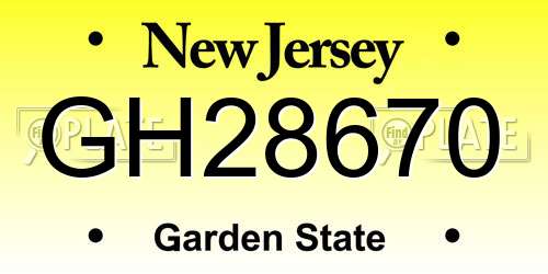 GH28670 New Jersey License Plate
