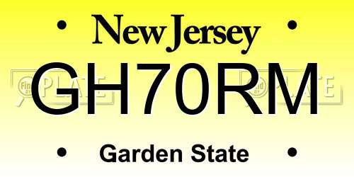 GH70RM New Jersey License Plate
