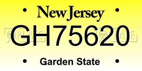 GH75620 New Jersey License Plate