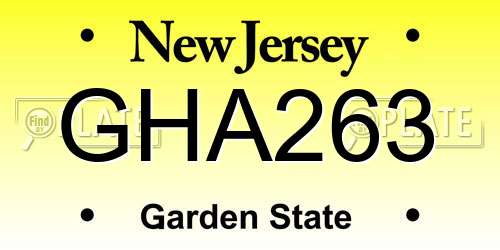 GHA263 New Jersey License Plate