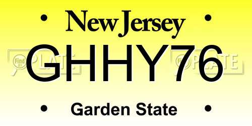 GHHY76 New Jersey License Plate