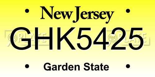 GHK5425 New Jersey License Plate
