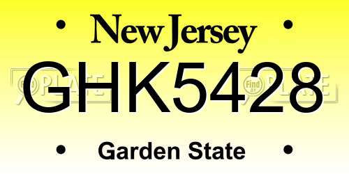 GHK5428 New Jersey License Plate