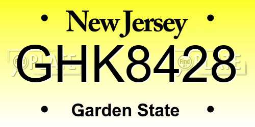 GHK8428 New Jersey License Plate