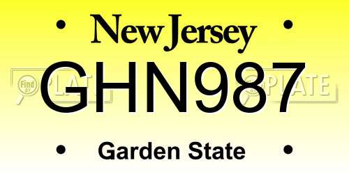 GHN987 New Jersey License Plate