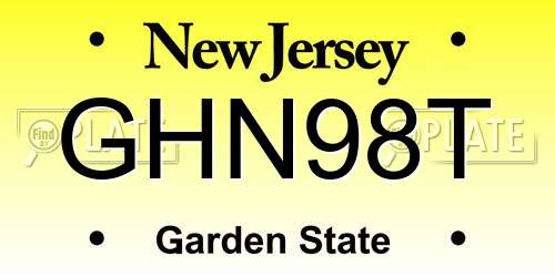 GHN98T New Jersey License Plate