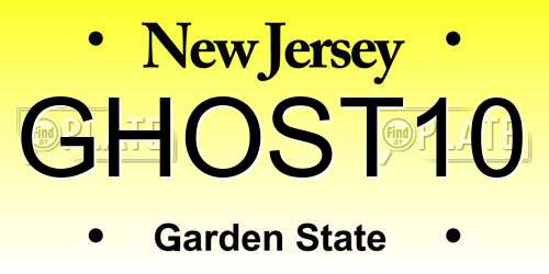 GHOST10 New Jersey License Plate