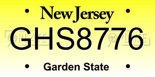 GHS8776 New Jersey License Plate