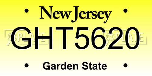 GHT5620 New Jersey License Plate