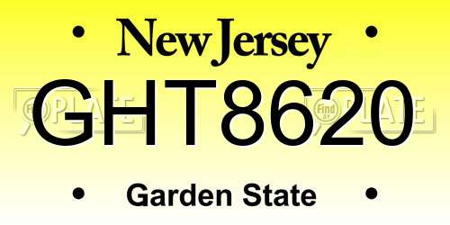 GHT8620 New Jersey License Plate