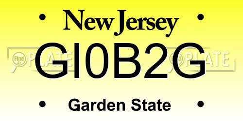GI0B2G New Jersey License Plate