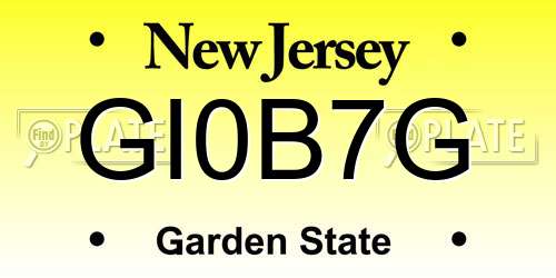 GI0B7G New Jersey License Plate