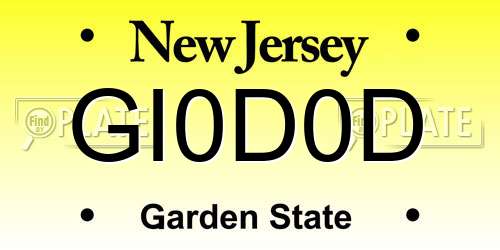 GI0D0D New Jersey License Plate